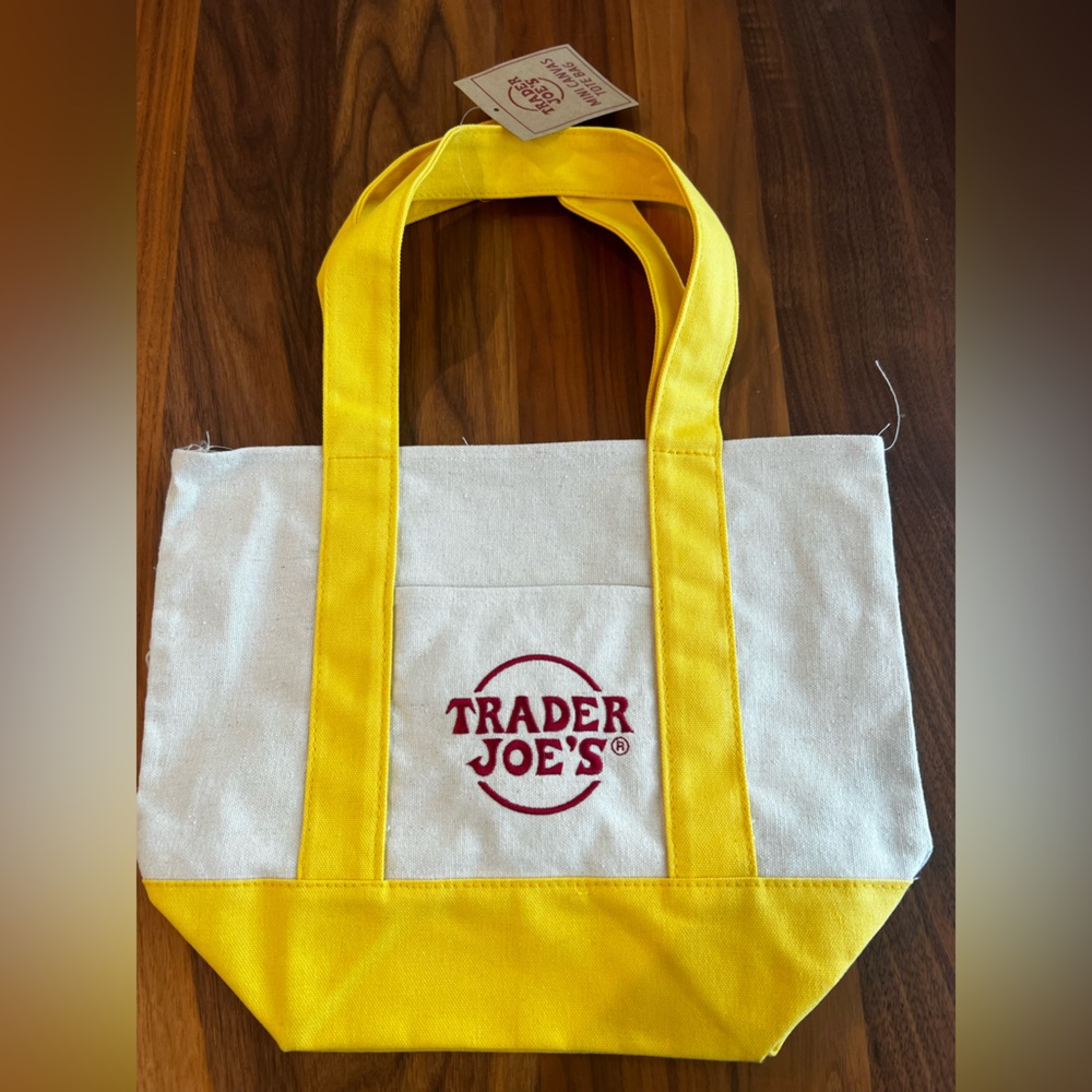 Trader Joe's Yellow and Cream Tote Bag